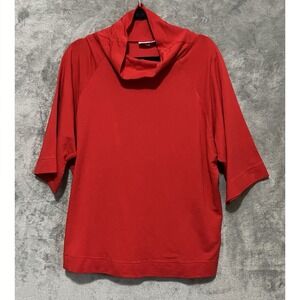 Bryn Walker Cowl Neck Shirt XXS Oversized Top Bamboo Organic‎ Cotton Red